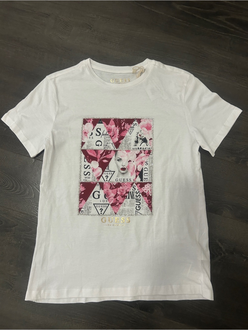 GUESS Rhinestone Logo Tee